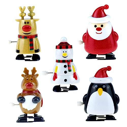 TOYANDONA 5 Stück Teiliges Weihnachts Aufziehspielzeug aus Langlebigem Kunststoff mit Santa Schneemann Pinguin und Rentier Figuren Farbenfrohes Cartoon Design Partygeschenke für TOYANDONA 5 Stück Teiliges Weihnachts Aufziehspielzeug aus Langlebigem Kunststoff mit Santa Schneemann Pinguin und Rentier Figuren Farbenfrohes Cartoon Design Partygeschenke für von TOYANDONA