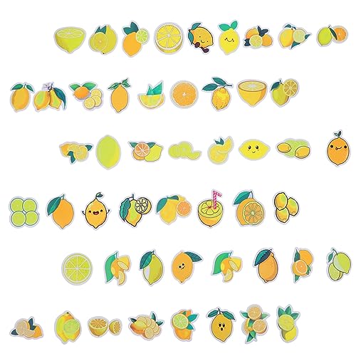 TOYANDONA 50 Blatt Zitronenaufkleber Computeraufkleber Scrapbooking-Aufkleber Zitronen-Aufkleber Selbstklebende Aufkleber Obstaufkleber Entzückender Aufkleber Flaschenaufkleber Yellow Papier von TOYANDONA
