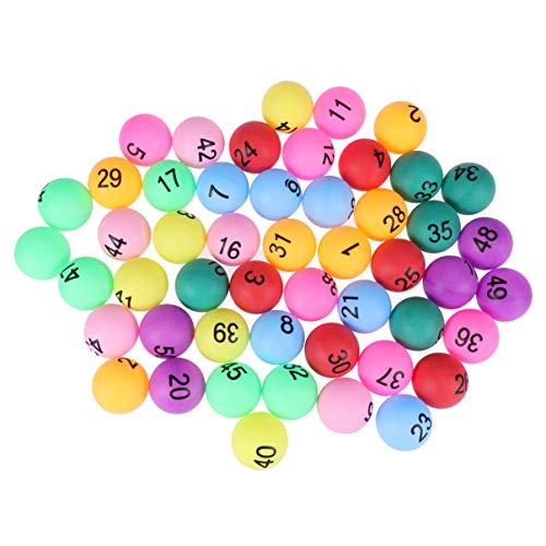 TOYANDONA 50 Pcs Bingo Spiel Kugeln Bunte Nummeriert Pong Bälle Unterhaltung Tischtennis Bälle Ersatz für Bingo Spiel Lotterie Maschine 40MM von TOYANDONA