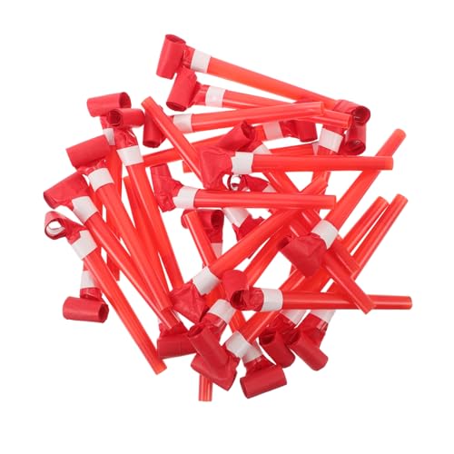 TOYANDONA 50 Stück Drachenpfeife Blasen Krachmacher-blowout Partygebläse Für Schlag Partygeschenke Spielzeugpfeife Geräuschmacher Geburtstags-plowouts-horn Partypfeifen Rot Plastik von TOYANDONA
