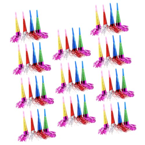 TOYANDONA 50 Stück Kinderspielzeug Laserpapier Trompete Geburtstagsfeier Requisiten Pfeife konferenz kontagion Blashorn-Krachmacher Partygeschenk für das neue Jahr Spielzeuge Haartrockner von TOYANDONA
