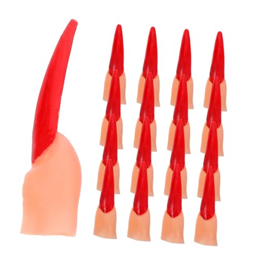 TOYANDONA 50 Stück Halloween Fake Finger mit Langen Roten Nägeln Realistische Kunststoff Props für Cosplay Zaubertricks Horror Dekorationen und Partyspaß von TOYANDONA
