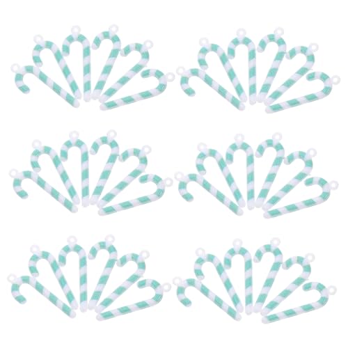 TOYANDONA 50 Stück Mini Candy Cane Charms Grün Resin Cartoon DIY Bastelzubehör Kleine Weihnachtsdekoration für Kinderpartys und Kreative Handarbeiten von TOYANDONA
