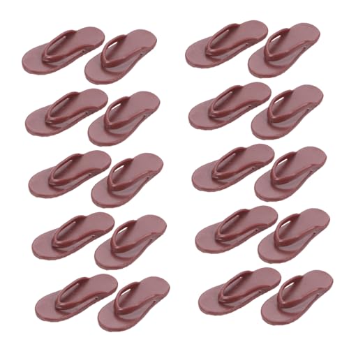 TOYANDONA 50 Stück Puppenverkleidungsschuhe Puppenschuhe Miniaturschuhe Strandzubehör Puppe Modeschuhe Puppenhauszubehör winzige Sandalen Puppenpantoffel Spielzeugschuhe Plastik Hellbraun von TOYANDONA