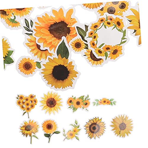 TOYANDONA 50 Stück Sonnenblumen Aufkleber Wasserflasche Für Autoaufkleber Stoßstangenaufkleber Für Autos Laptopständer Nagelaufkleber Laptop Tragetasche Laptop Computer von TOYANDONA