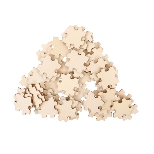 TOYANDONA 50 Stück Teiliges Holzpuzzle zum Selbstgestalten Blanko Puzzleteile aus Nachhaltigem Holz DIY Bastelset für Feinmotorik und Kreativität Sichere Holzbausteine von TOYANDONA