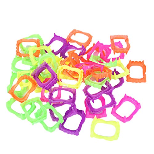 TOYANDONA 50Pcs Halloween Vampir Zähne Kunststoff Bunte Fangzähne Werwolf Zähne Kostüm Requisite für Halloween Zombie Party Gunst Cosplay So Tun Als Ob Spielen von TOYANDONA
