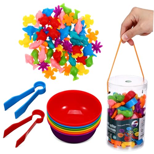 TOYANDONA Pädagogisches Kleinkindspielzeug Tiersortierspiel Passende Sensorische Spielzeuge Zählspielzeug TPE-Material Vorschul-lernspielzeug von TOYANDONA
