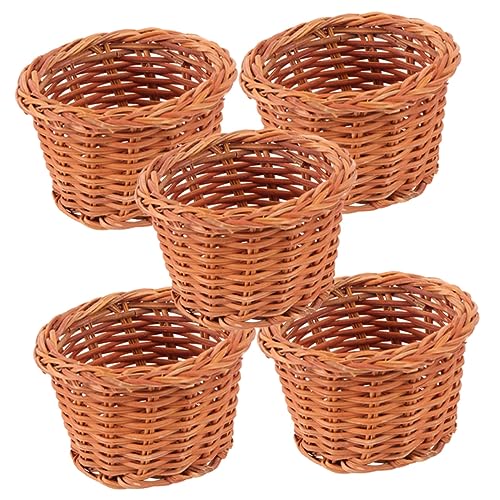 TOYANDONA 5St Mini geflochtener Korb Hotfix kleine Vorratsbehälter handhaben Bausatz Versiegelung Shaker ablagekörbe kühlkorb einkaufskorb Mini-Hausornamente entzückender Miniaturkorb Rattan von TOYANDONA