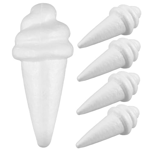 TOYANDONA 5St Schaumeismodell Kunsthandwerk Eiscreme DIY Eiscreme Set DIY Eiscreme Formen Foam Eiscreme Basteln Eiscreme Eiscreme-Foto-Requisiten Schaumkegel zum Basteln Weiß von TOYANDONA