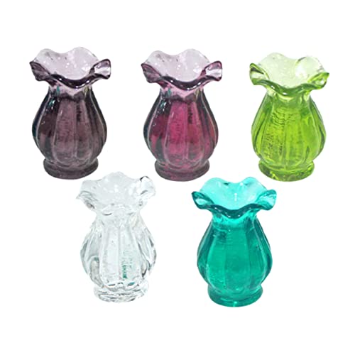TOYANDONA 5St Spitzenvasen-Modell Mini-Puppenmöbel Shaker Mini -Gartendekoration Flasche Zubehör für kinderspielzeug Miniatur-Szenendekoration Vase aus Glasimitat Harz von TOYANDONA