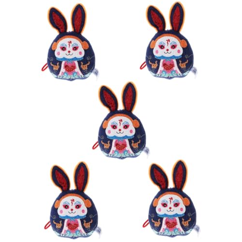 TOYANDONA 5St Wufu-Kaninchen-Verzierung Kaninchen Stofftier Auto-Dekor der Chinese die chinesin Sofa Spielzeug Plüschtier ausgestopfte Hasenpuppe Kaninchen-Maskottchen-Puppe empfindlich von TOYANDONA