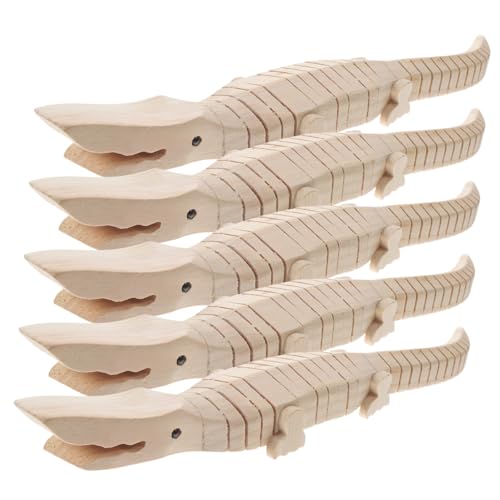 TOYANDONA 5St kleines Holzkrokodil für gebissen Hai wackelt mit holzspielzeug Krokodilmodell holztiere Wackelndes Krokodilspielzeug Lernspielzeug hölzern von TOYANDONA