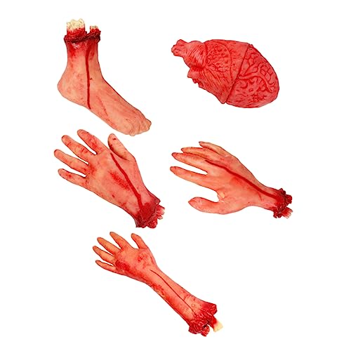 TOYANDONA 5Stücke Hyper Realistische Halloween Deko mit Abgetrennten Händen und Herz Weiche Kunststoffteile für Grusel Events für Geisterhaus und Halloween Partys von TOYANDONA