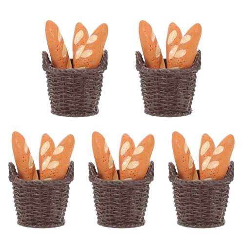 TOYANDONA 5er-Set realistisches Mini-Brotmodell mit Miniatur-Brotkörben, Puppenhaus-Küchenzubehör, Simulations-Dessert- und Fotografie-Requisiten von TOYANDONA