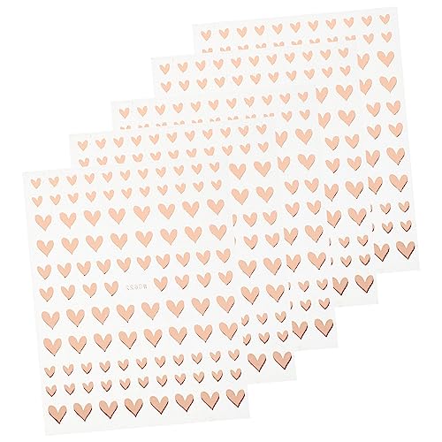TOYANDONA 5st Urlaub Nagelabziehbilder Nagelkunstaufkleber Mit Herz Nagelherzaufkleber Maniküre-Aufkleber Nagelsticker Für Nailart Aufkleber Für Nägel Nageldekore Rose Gold Papier von TOYANDONA