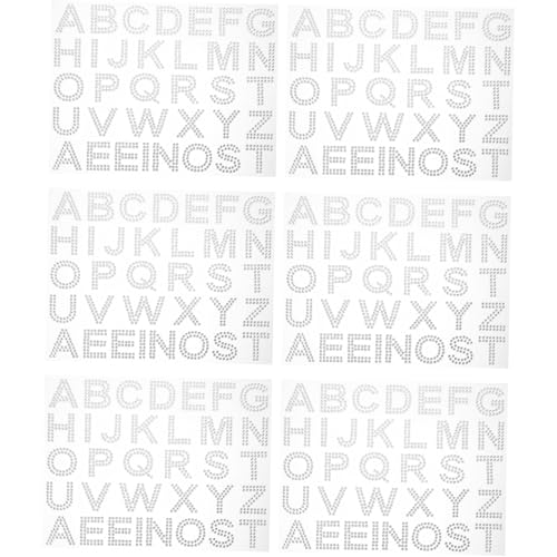 TOYANDONA 6 Blätter Strass Buchstaben Aufkleber Acryl Selbstklebend DIY Dekoration für Kleidung Taschen Handy Scrapbook Kunsthandwerk von TOYANDONA