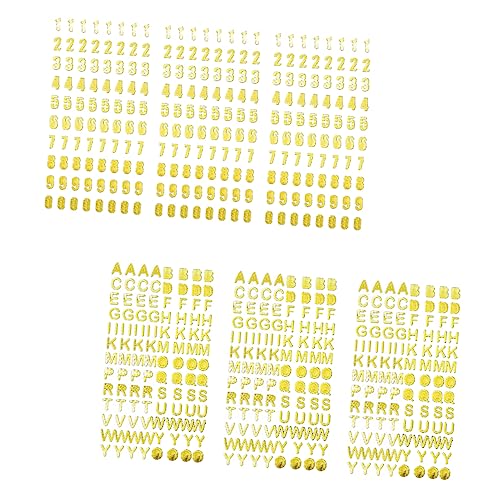 TOYANDONA 6 Bögen Alphabet Aufkleber Goldene Buchstabenaufkleber Scrapbook Aufkleber Nagelaufkleber Bastelzubehör Kalenderaufkleber Planerzubehör Goldene Stempelaufkleber Das von TOYANDONA