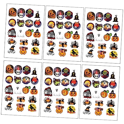 TOYANDONA 6 Bögen Halloween Aufkleber Nagelaufkleber Anhänger Keksdekoration Cartoon Aufkleber Anhängeraufkleber Kreisaufkleber Runde Aufkleber Halloween Verschlussaufkleber von TOYANDONA