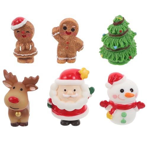 TOYANDONA 6 Mini-Weihnachtsfiguren: Miniatur-Lebkuchenmann, Weihnachtsmann, Schneemann, Baum, Rentierfiguren, Kuchendekorationen zum Basteln, Schneekugel, Schneegarten, Puppenhaus TOYANDONA 6 Mini-Weihnachtsfiguren: Miniatur-Lebkuchenmann, Weihnachtsmann, Schneemann, Baum, Rentierfiguren, Kuchendekorationen zum Basteln, Schneekugel, Schneegarten, Puppenhaus von TOYANDONA