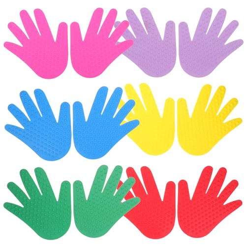 TOYANDONA 6 Paar Handpunktmarkierungen: Sensorische Bodenhandmarkierungen, sensorische Matte für Kinder, Bildung, Lernen, Spiele im Freien, körperliche Aktivitäten von TOYANDONA