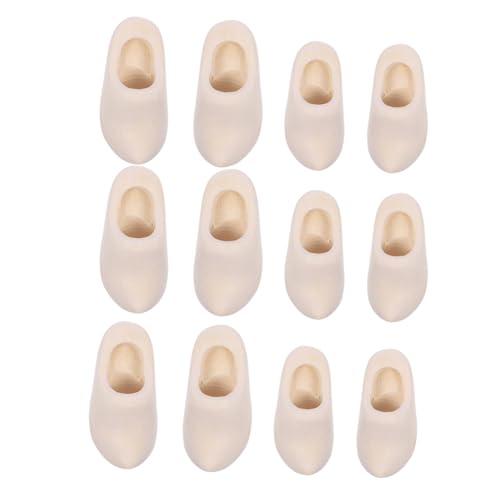 TOYANDONA 6 Paare Mini Holzschuhe für Puppenhaus Unbemalte Holländische Holzclogs Blanko Mini Schuhe für DIY Basteln Puppenbekleidung Weihnachtsdeko Puppenhaus Zubehör von TOYANDONA