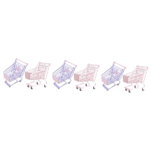 TOYANDONA 6 STK Mini-einkaufswagen Miniatur-supermarktwagen Kleine Schubkarre Mini Einkaufswagen Nachgeahmtes Einkaufswagenspielzeug Miniaturpuppen Vorgeben Kind Legierung Schreibtisch von TOYANDONA