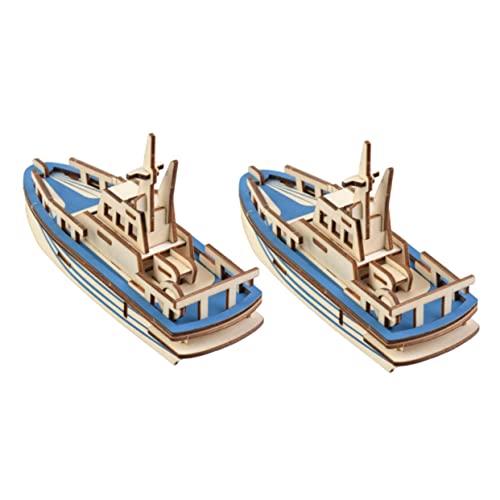 TOYANDONA 6 STK Rettungsboot-Puzzle Flugzeug-Ornamente Lernspielzeug für Kinder Rätsel Spielzeuge 3D-Puzzle für Kinder Rettungsboot aus Holz hölzern Modell erröten Kunsthandwerk Holzboot von TOYANDONA