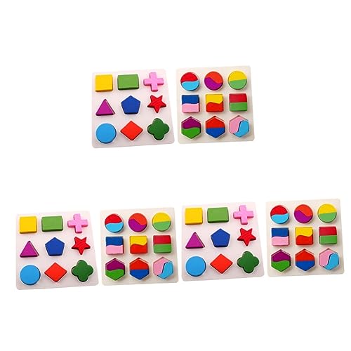 TOYANDONA 6 STK Kinder rätsel Spielset aus Holz Spielzeug Geometrie-Puzzle Geometrietafel Optional Pairing-Board Hölzern von TOYANDONA