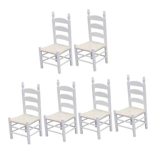 TOYANDONA 6 STK Stuhl aus Baumwolle Kinder bastelset basteln für Kinder Vintage-Dekor Mini-Möbelbausatz stühle Miniaturmöbel puppenhaus DIY Stuhl dekor Jahrgang schmücken Modell Holz Weiß von TOYANDONA