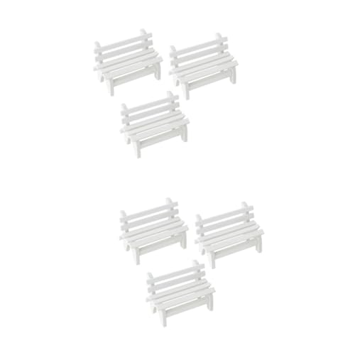 TOYANDONA 6 STK weißes Stuhlmodell Veranda-Stuhl-Figur Mini-Stuhl Minipark Schwerlaststuhl Modelle Bank Miniatur Mini-Holzstuhl hölzern Spielzeugzimmer Applikationen Baby Dekorationen Bambus von TOYANDONA
