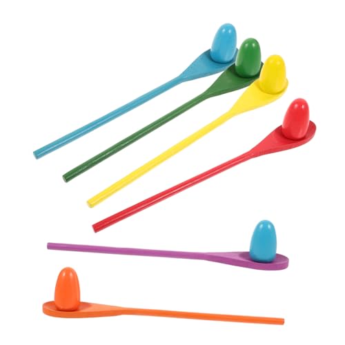 TOYANDONA 6 Sätze Balancestange Für Balance-Ei Aus Holz Eierlöffel-Spiel Zum Trainieren des Gleichgewichtssinns Ei- Und Löffel-rennspiel Balancespiel Colorful Hölzern von TOYANDONA