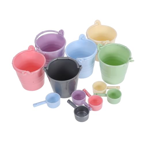 TOYANDONA 6 Sätze Miniatur -eimerspielzeug Sandeimer Beach Miniatur-Eimer Puppenhauszubehör -gartengeräte Eimer Und Eimer Für Strandeimer Wassereimer Plastik von TOYANDONA