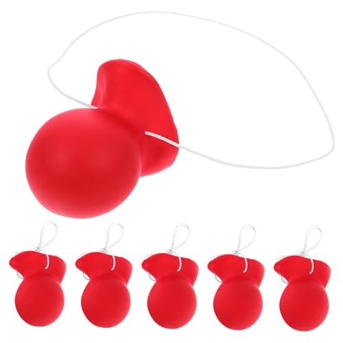 TOYANDONA 6 Stück Clownsnase Stecke Den des Esels Fest Flash-kostüm Maskenparty Gruselige Halloween-Maske Cosplay-Clown-Nase Kiefer Et-Maske Schwammnase Clown-perücke Mann Gummi Rot von TOYANDONA