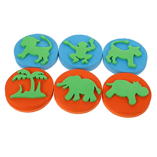 TOYANDONA 6 Stück Gummistempel Tierstempel Schaumstoff Pastellmuster Basteln Kleinkind Prägen Dinosaurier Bemalter Bär Waschbar Kinderspielzeug Malspielzeug Handstempel von TOYANDONA