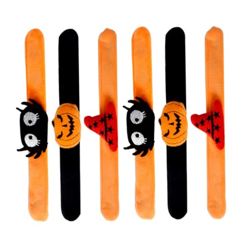 TOYANDONA 6 Stück Halloween Slap Armbänder Slap Wristbands mit Kürbis Spinne und Hexenhut Party Dekoration für Halloween und Kindergeburtstage von TOYANDONA