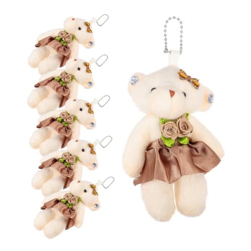 TOYANDONA 6 Stück Hochzeitsbär- Mini Bär Schlüsselanhänger Plüsch Bär Dekoration hängendes Bärenspielzeug ausgestopfter Kleiner Bär schlüsselhalter Spielzeuge kleine Bärenpuppe von TOYANDONA