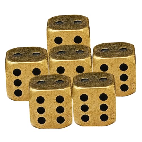 TOYANDONA 6 Stück Messingwürfel Solide Abgerundete Ecken Langlebiges Würfelspiel Zubehör für Brettspiele Bar Party RPG Rollenspiel Würfel Spielwürfel Prop von TOYANDONA