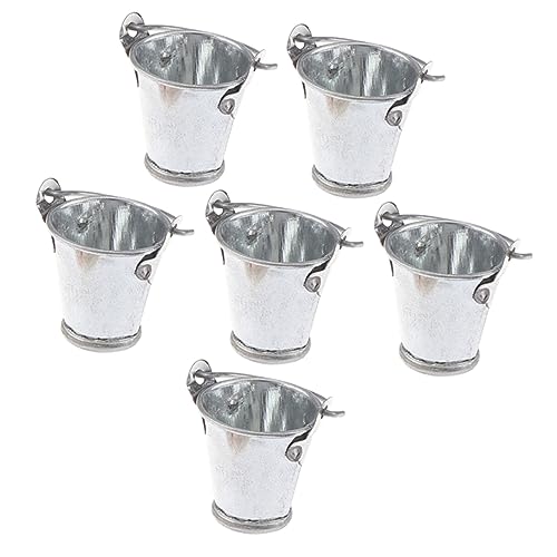 TOYANDONA 6 Stück Mini-Möbelmodell künstlich im Freien drinnen Kleiner Metalleimer Miniatur-Eimer-Ornament winziger Eimer Mini-Hausmodelle Miniatur-Kunsteimer Miniaturdekor Silber von TOYANDONA