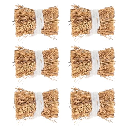 TOYANDONA 6 Stück Miniatur -Gras -Brennholz -Stapelmodell Mini-Heu-Heu Heuballen zur Dekoration Hof Szene Puppenhaus Heuhaufen Ornament Mini Heuballen -Heuballen Khaki von TOYANDONA
