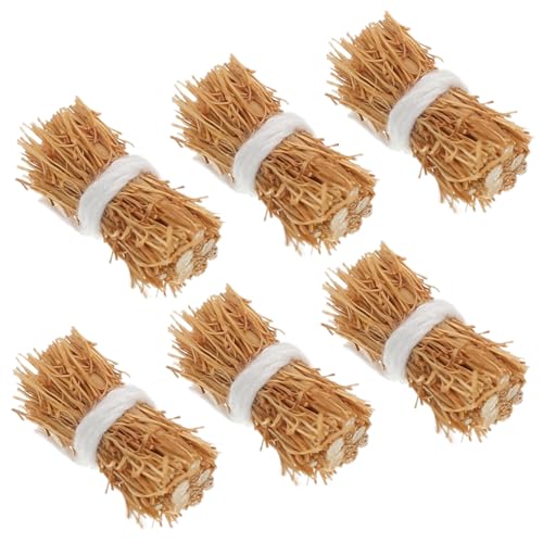 TOYANDONA 6 Stück Miniatur -Gras -brennholz -stapelmodell Mini-heuballen-Dekoration Für Den Tisch Kleine Heuballendekoration Für Den Tisch Hof Szene Mini-heuballen Zum Basteln Khaki von TOYANDONA