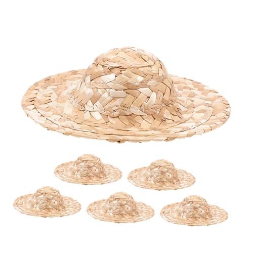 TOYANDONA 6 Stück Miniaturisierte Strohhüte für Puppen Handgewebte Bastelaccessoires Teiliges DIY Projekte Puppenhaus Dekoration und Fotorequisiten von TOYANDONA
