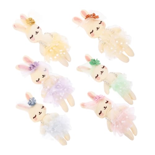 TOYANDONA 6 Stück Mit Baumwolle ausgestopfte Hasenpuppe Karikatur Schweinchen tragen Figur Tiere Bunny hasenscheisse Kaninchenmaterial zum Selbermachen Kopfschmuck zubehör selber Machen Garn von TOYANDONA
