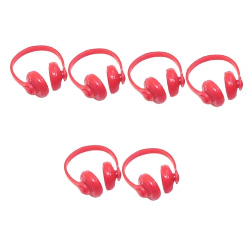 TOYANDONA 6 STK Mini-Kopfhörer Hausdekoration Miniaturen Zubehör Computer-Kopfhörer Kopfhörer für Computer tragbar Feenhaus Ohrhörer Headset Musik Modell schmücken rot von TOYANDONA