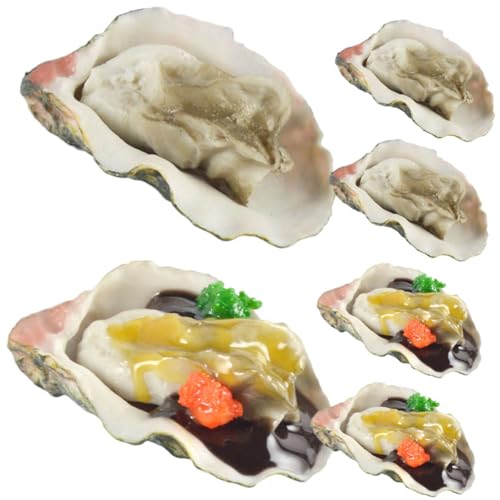TOYANDONA 6 Stück Realistische Teilig Künstliche Austern Deko Meeresfrüchte Modell für Küche Party Tischdeko Aquarium Basteln Simulation Seafood Ornament von TOYANDONA
