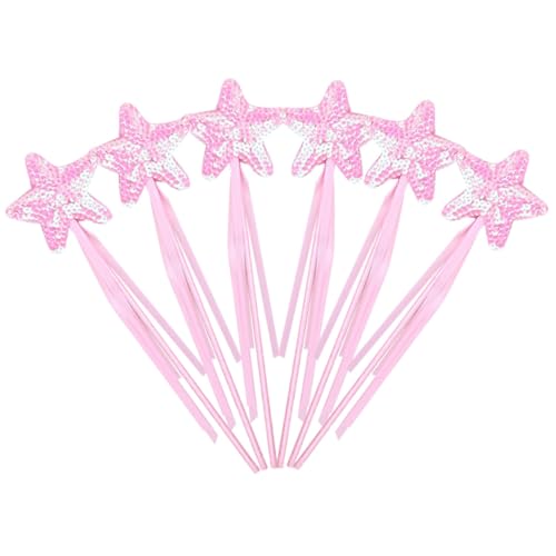 TOYANDONA 6 Stück Stern Pailletten Feenstäbe Pinke Feenstäbe für Mädchen Leicht Dekorativ als Party und Tanz Accessoire Kreatives für Kleine Feen von TOYANDONA
