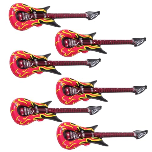 TOYANDONA 6 Stück Teiliges Aufblasbare PVC Gitarren Lustiges Musikspielzeug Leichte Wiederverwendbare Partydeko für Kindergeburtstage Klassenzimmerpreise Karneval und Musikpartys von TOYANDONA