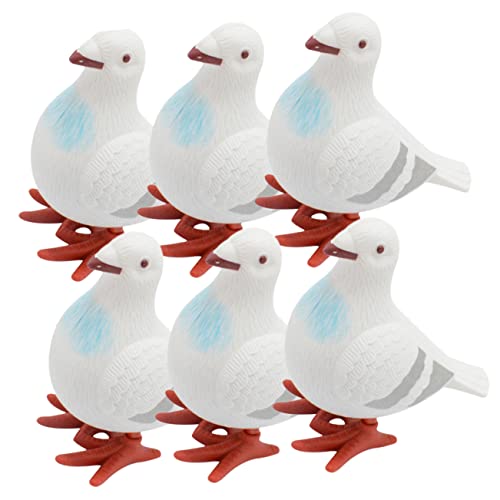 TOYANDONA 6 Stück Teiliges Aufziehspielzeug Realistische Kunststoff Tauben Windbetriebene Vögel Fördert Hand Auge Koordination Kinderparty Weiße Laufspielzeuge von TOYANDONA