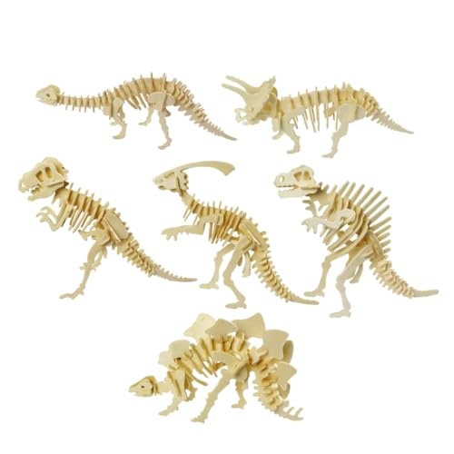 TOYANDONA 6 Stück Teiliges Dinosaurier Holzpuzzle Pädagogisches Lernspielzeug für Sichere Glatte Oberfläche Farbenfrohes Design Verbessert Hand Auge Koordination und Farb Sowie von TOYANDONA