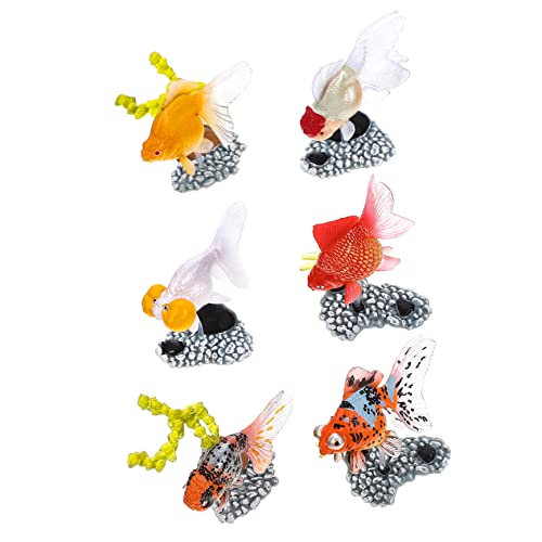 TOYANDONA 6 Stück Teiliges Goldfisch Figuren Set für Realistische Dekorative Fischmodelle mit Sockel Fördert Kognitive Entwicklung und Fantasie und Wohnaccessoire von TOYANDONA